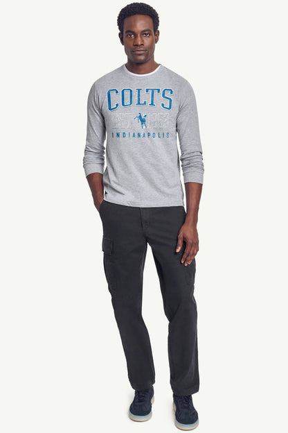 MENS INDIANAPOLIS COLTS RETRO LONG SLEEVE T SHIRT - Heather Grey