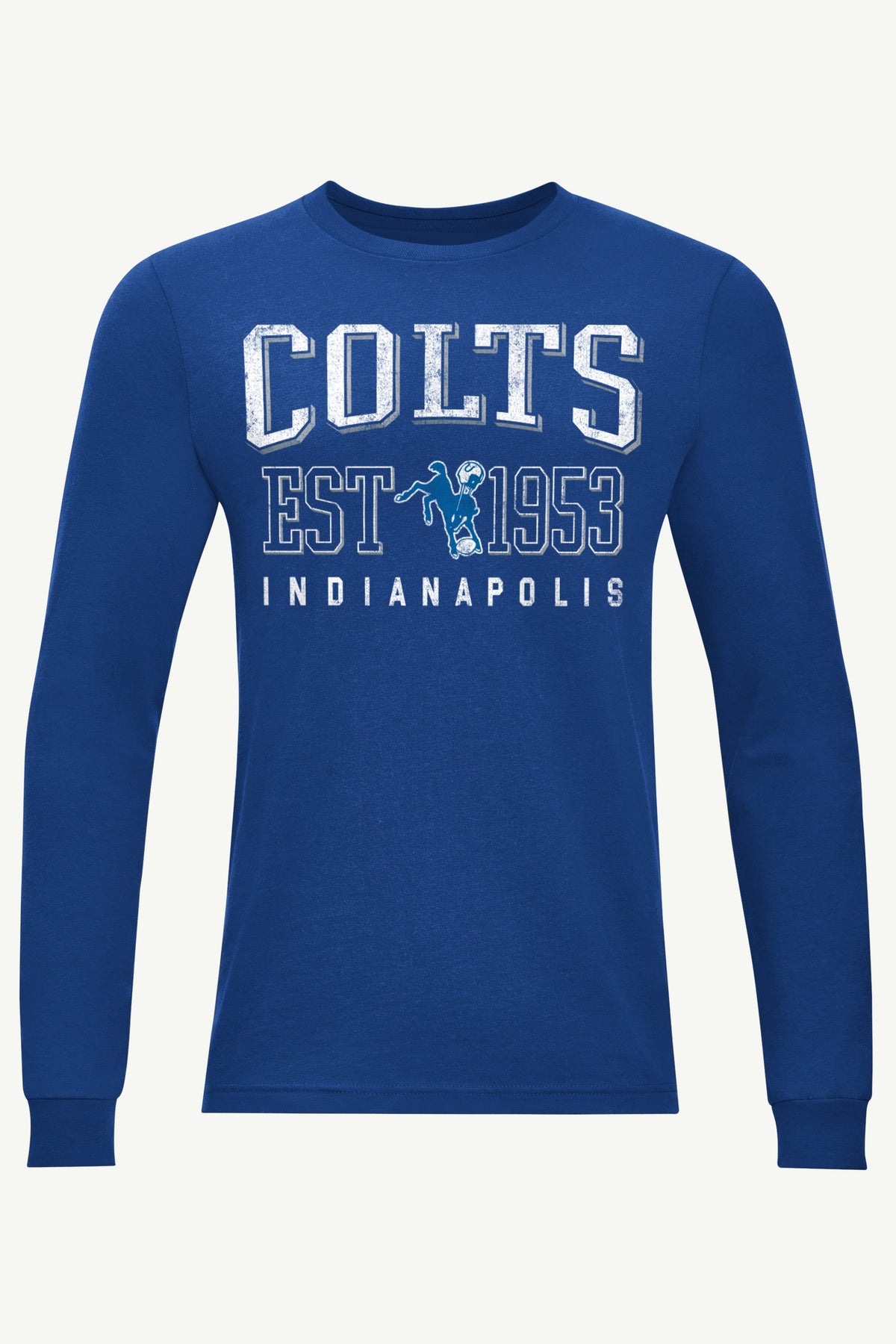 MENS INDIANAPOLIS COLTS RETRO LONG SLEEVE T SHIRT - Royal