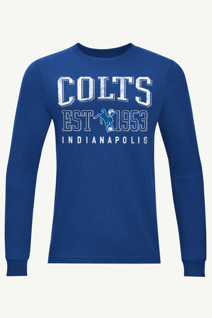 MENS INDIANAPOLIS COLTS RETRO LONG SLEEVE T SHIRT - Royal