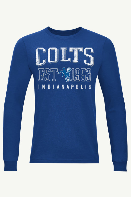 MENS INDIANAPOLIS COLTS RETRO LONG SLEEVE T SHIRT - Royal