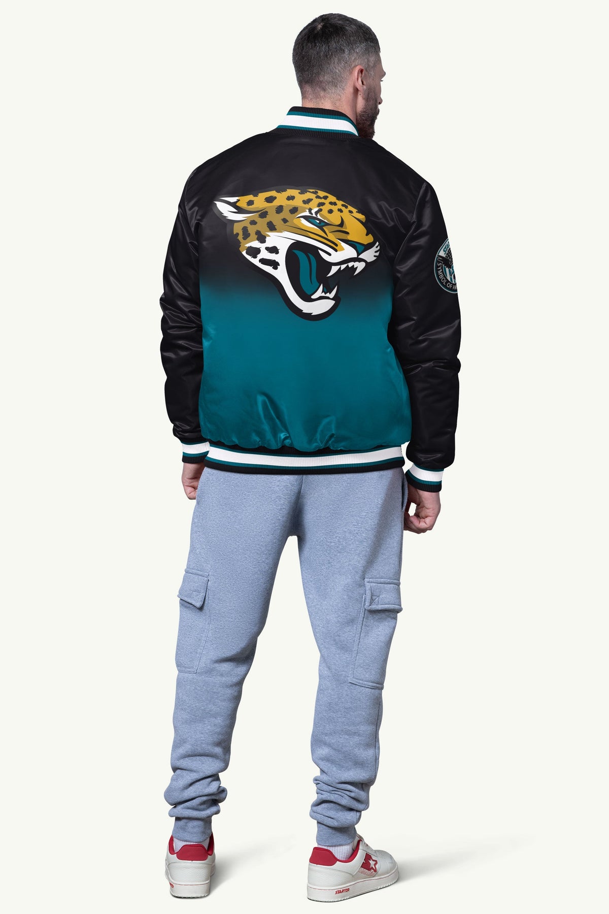 MENS JACKSONVILLE JAGUARS PASS RUSH SATIN VARSITY JACKETS - Starter