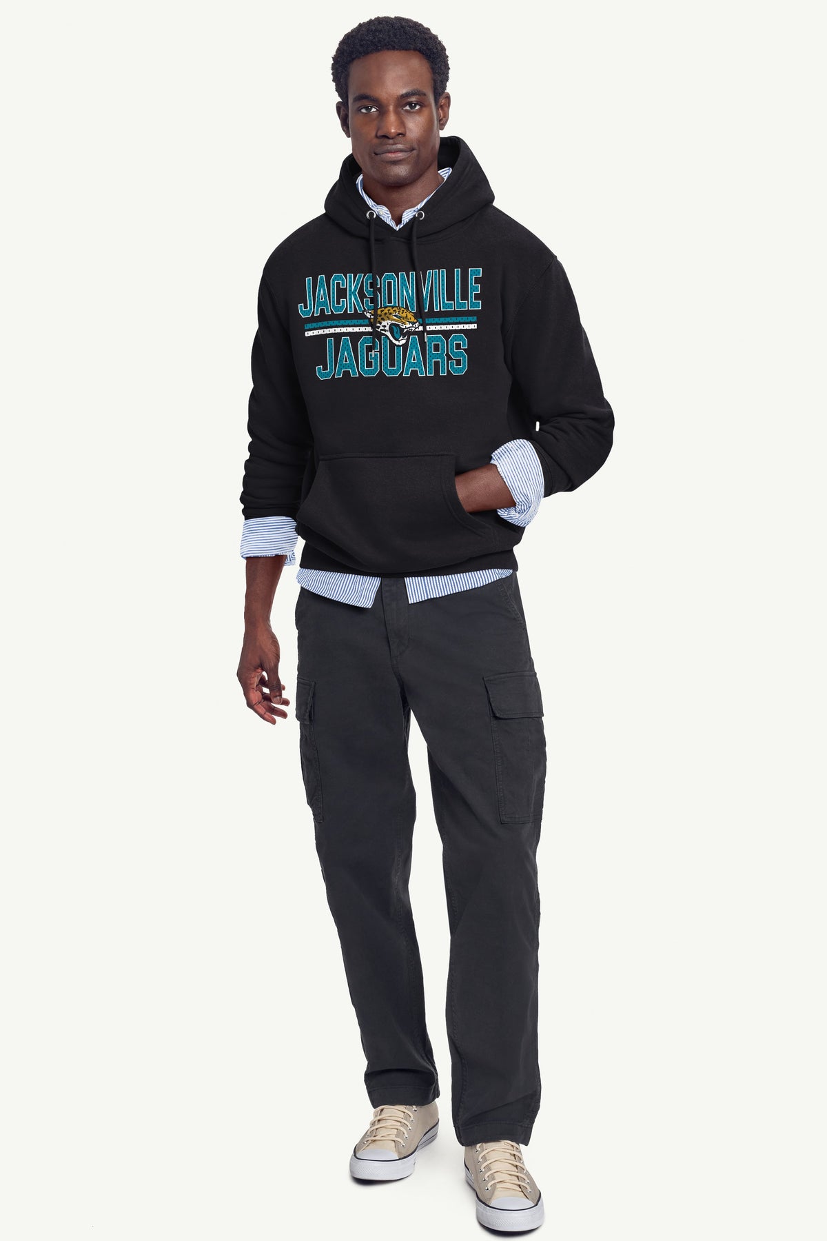 MENS JACKSONVILLE JAGUARS MESH LOOK HOODIE - Black
