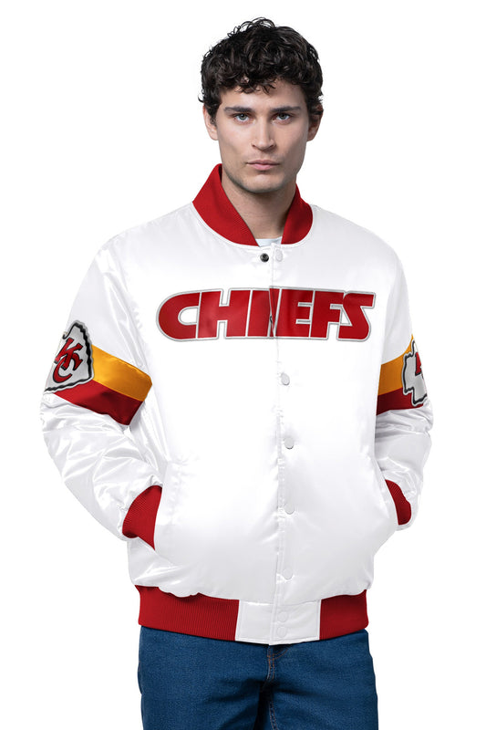 MENS KANSAS CITY CHIEFS TRIPLE OPTION SATIN VARSITY JACKET - Starter