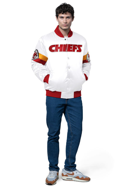 MENS KANSAS CITY CHIEFS TRIPLE OPTION SATIN VARSITY JACKET - Starter