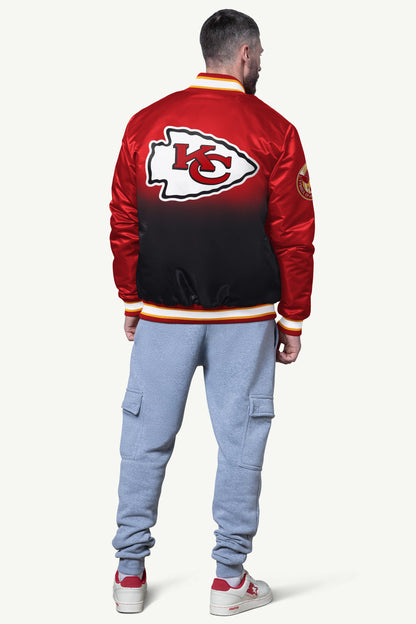 MENS KANSAS CITY CHIEFS PASS RUSH SATIN VARSITY JACKET - Starter