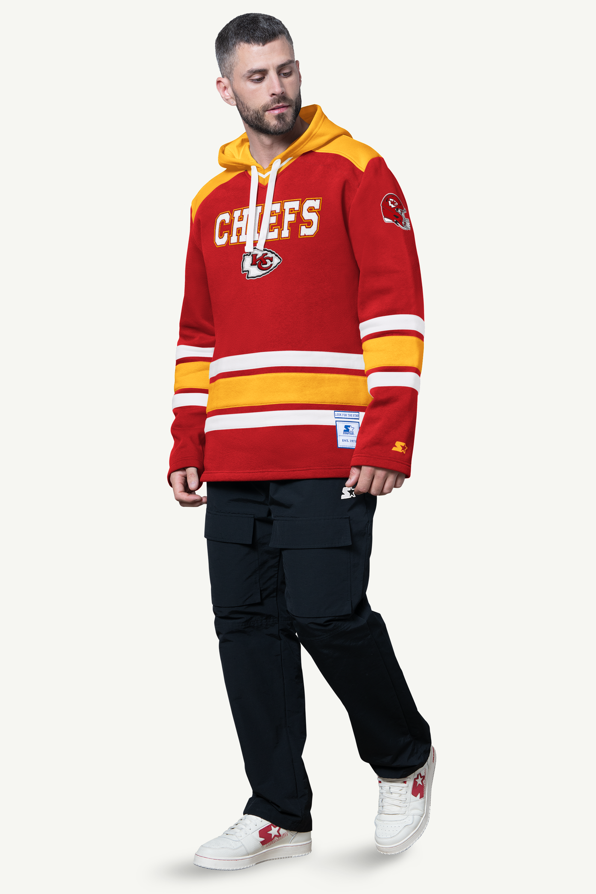 MENS KANSAS CITY CHIEFS SLAP SHOT HOODED HOCKEY PULLOVER - Multi