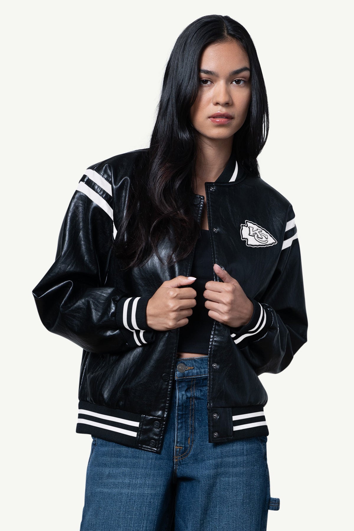 WOMENS KANSAS CITY CHIEFS FAUX LEATHER VARSITY JACKET - Starter