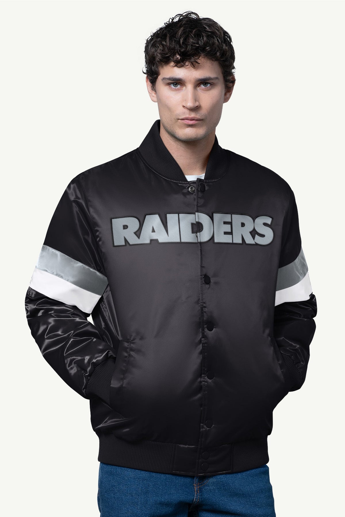 MENS LAS VEGAS RAIDERS SATIN VARSITY JACKET - Multi