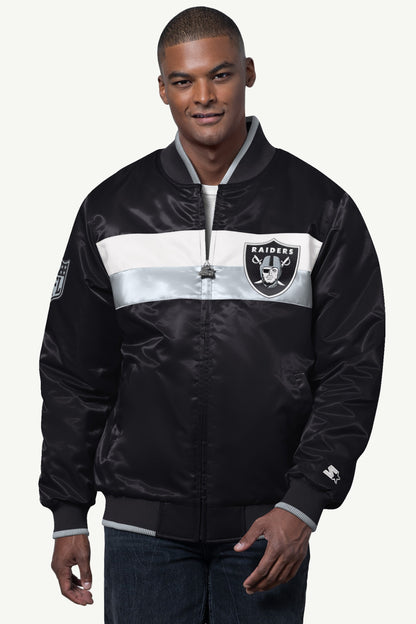MENS LAS VEGAS RAIDERS AMBASSADOR SATIN VARSITY JACKET - Multi