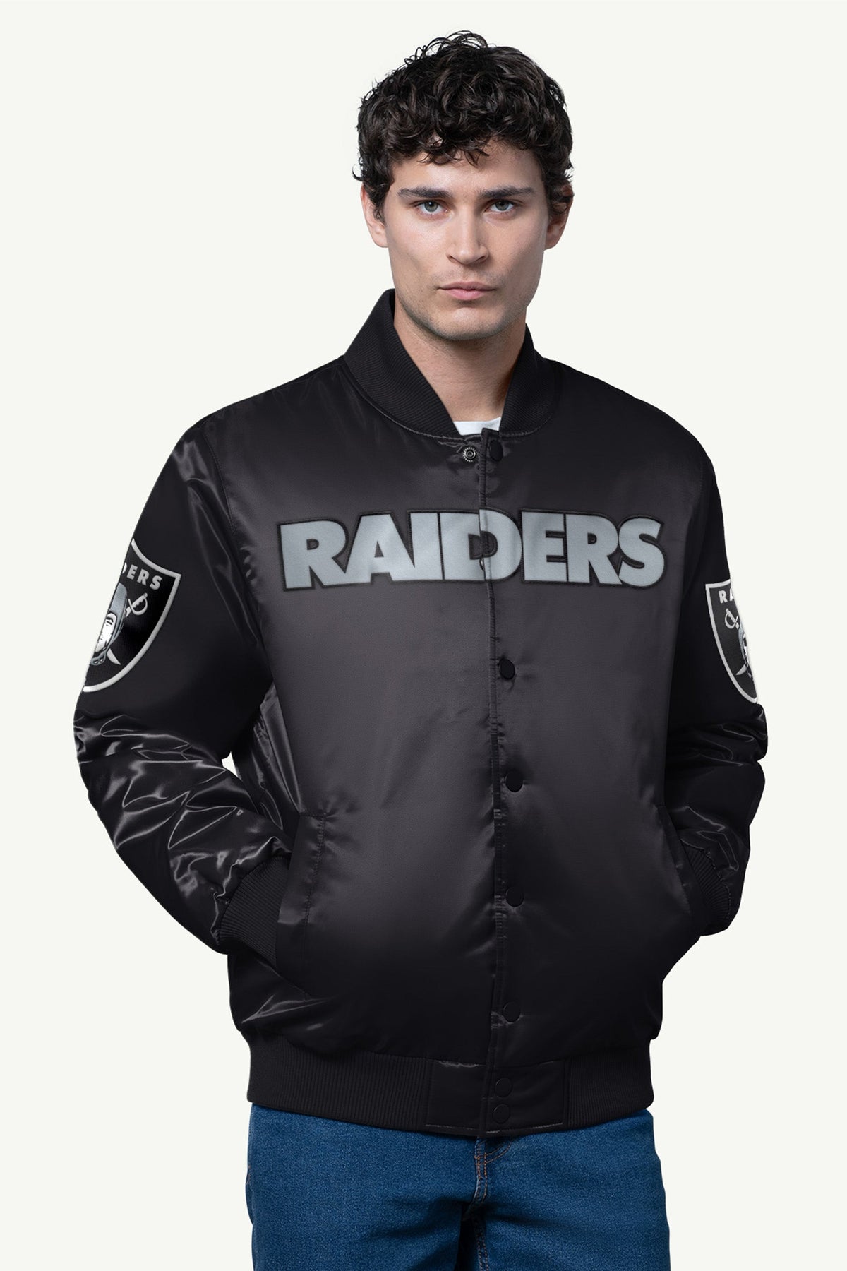 MENS LAS VEGAS RAIDERS SATIN VARSITY JACKET - Multi