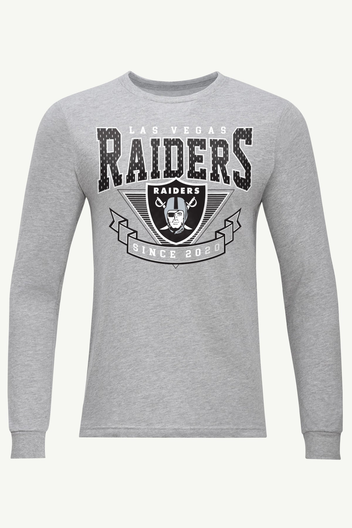 MENS LAS VEGAS RAIDERS 80's INSPIRED LONG SLEEVE T SHIRT - Heather Grey