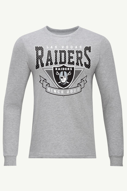 MENS LAS VEGAS RAIDERS 80's INSPIRED LONG SLEEVE T SHIRT - Heather Grey
