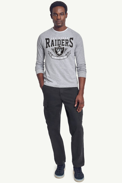 MENS LAS VEGAS RAIDERS 80's INSPIRED LONG SLEEVE T SHIRT - Heather Grey