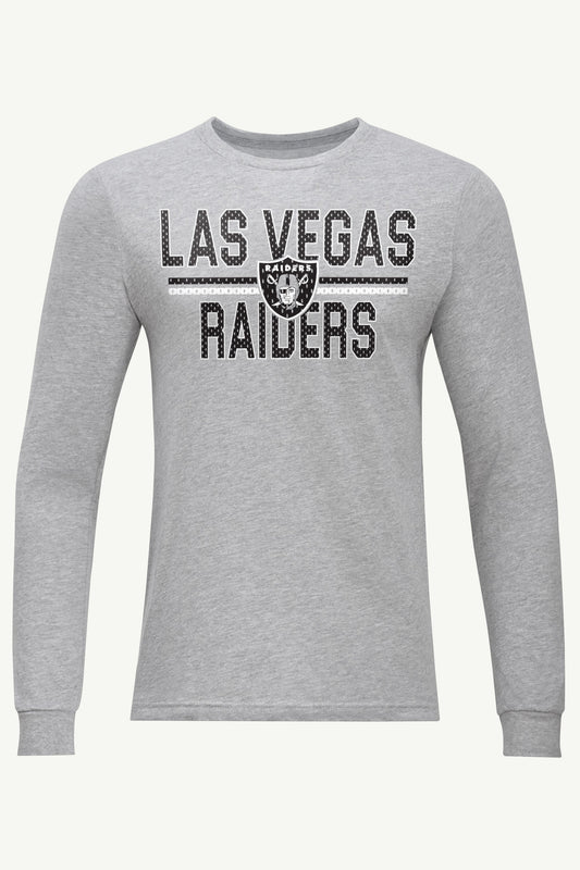 MENS LAS VEGAS RAIDERS MESH LOOK LONG SLEEVE T SHIRT - Heather Grey