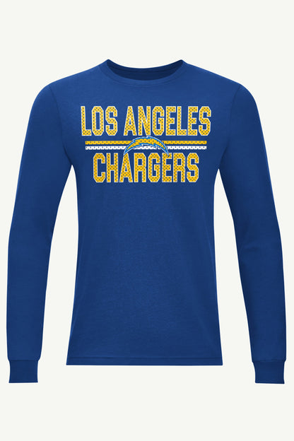 MENS LOS ANGELES CHARGERS MESH LOOK LONG SLEEVE T SHIRT - Royal