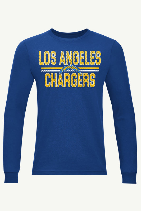 MENS LOS ANGELES CHARGERS MESH LOOK LONG SLEEVE T SHIRT - Royal