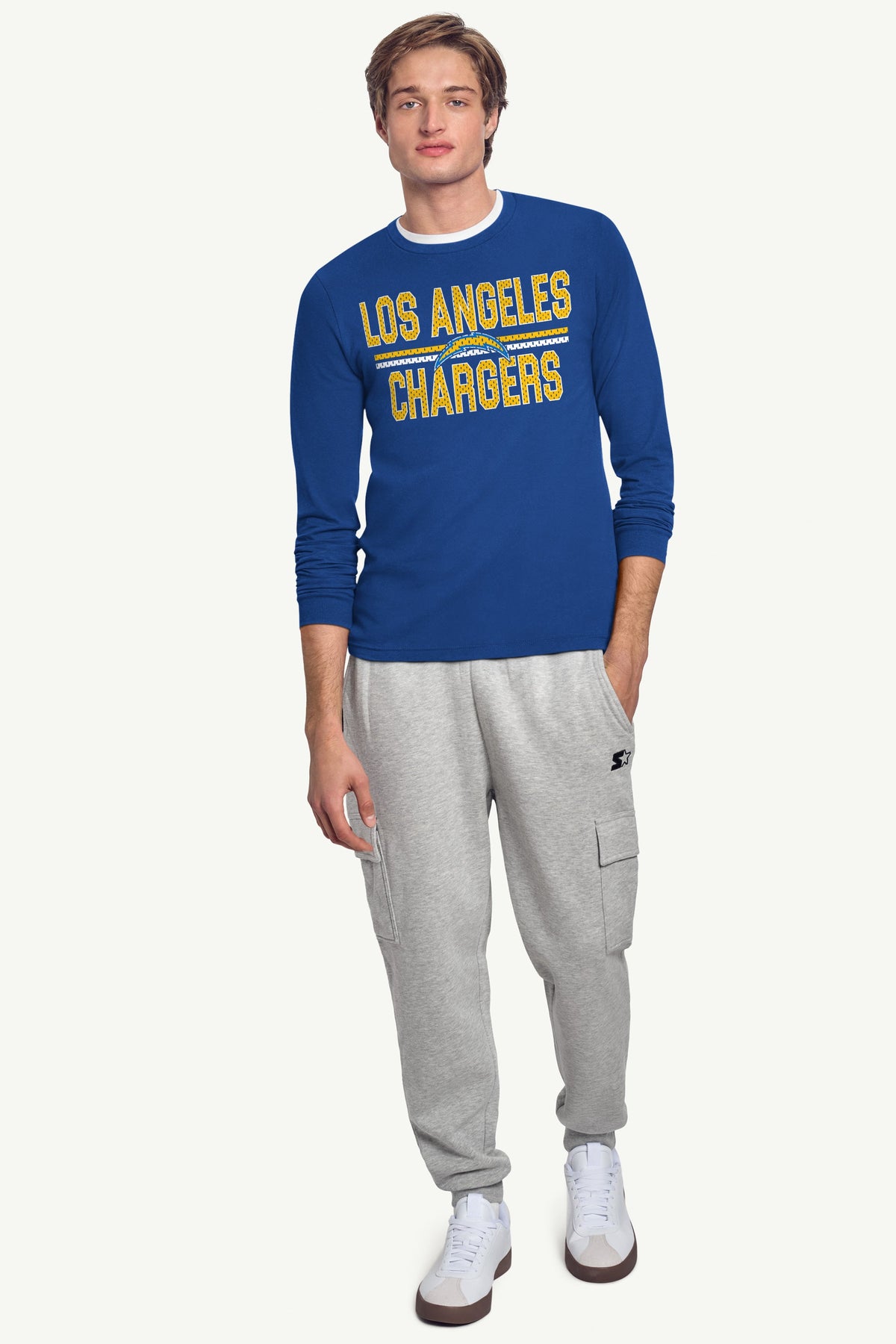 MENS LOS ANGELES CHARGERS MESH LOOK LONG SLEEVE T SHIRT - Royal