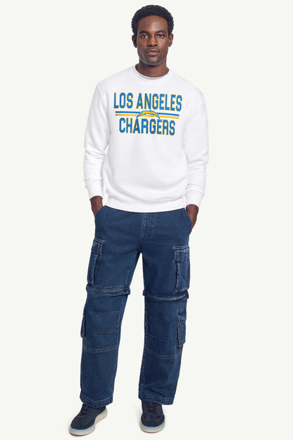 MENS LOS ANGELES CHARGERS MESH LOOK SWEATSHIRT - White