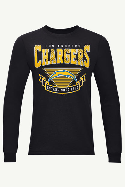 MENS LOS ANGELES CHARGERS 80's INSPIRED LONG SLEEVE T SHIRT - Black