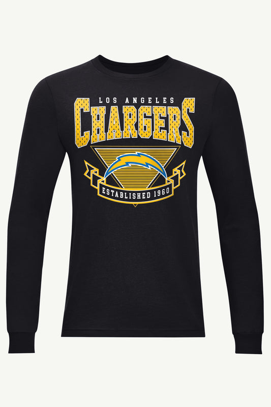 MENS LOS ANGELES CHARGERS 80's INSPIRED LONG SLEEVE T SHIRT - Black