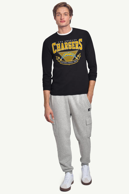 MENS LOS ANGELES CHARGERS 80's INSPIRED LONG SLEEVE T SHIRT - Black