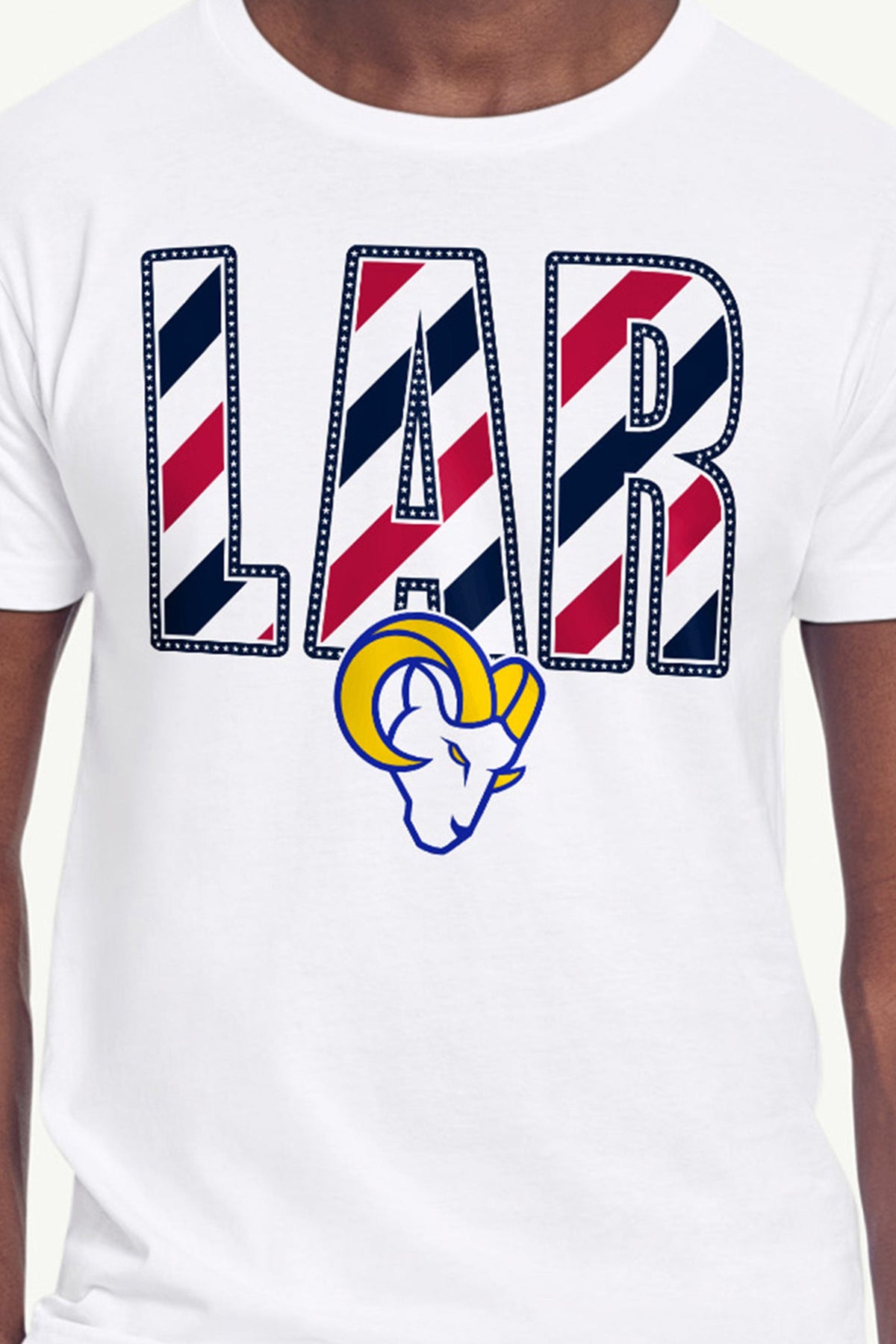 MENS LOS ANGELES RAMS STARS AND STRIPES T SHIRT - White