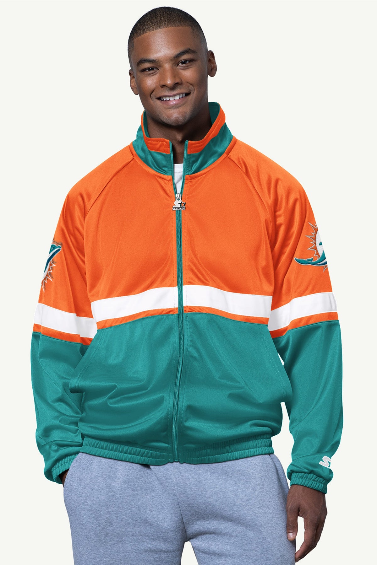 MENS MIAMI DOLPHINS VETERAN TRACK JACKET - Starter