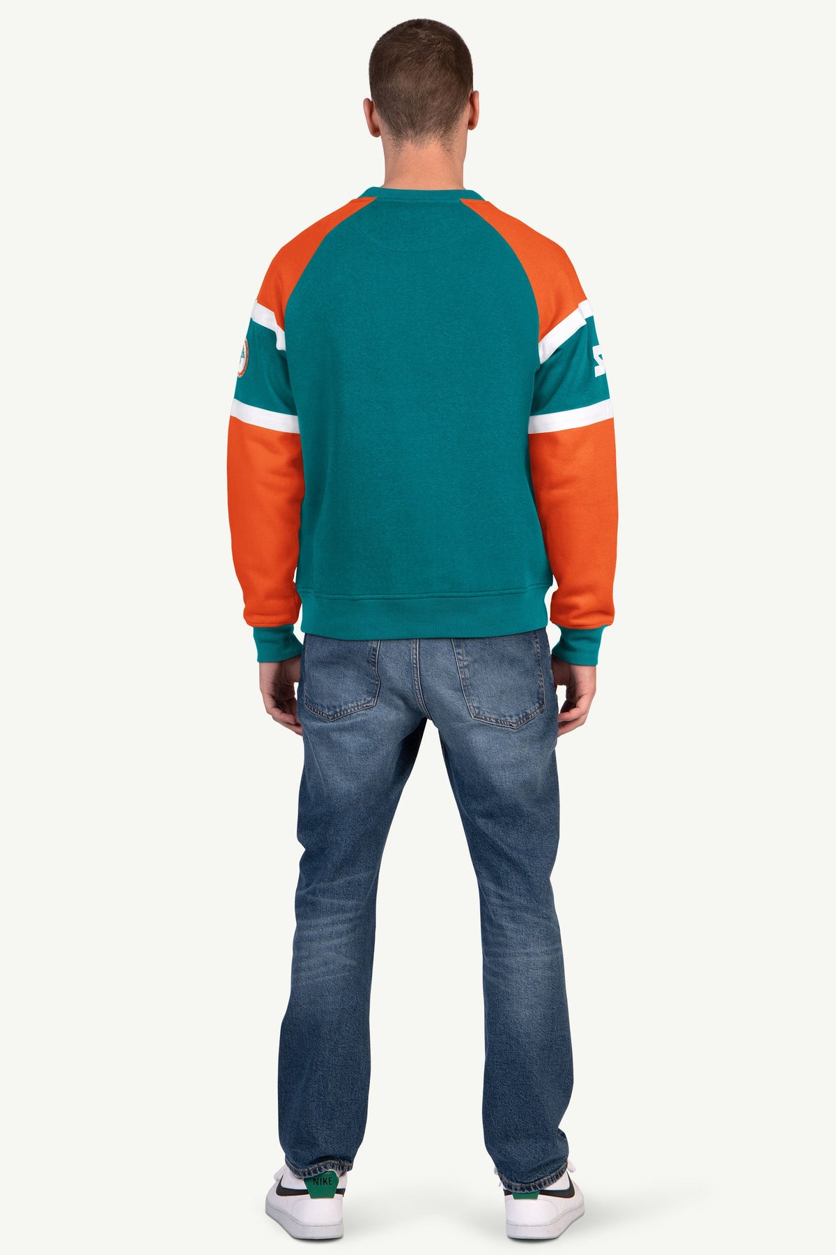 MENS MIAMI DOLPHINS DIME BACK COLORBLOCK CREWNECK - Starter