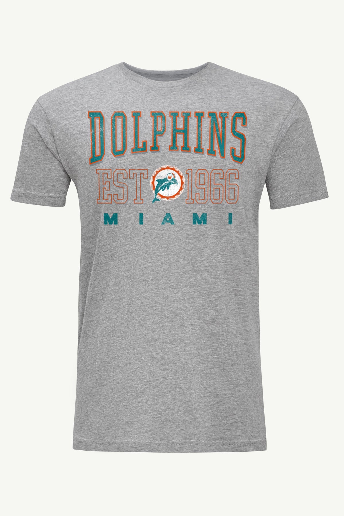 MENS MIAMI DOLPHINS RETRO T SHIRT - Heather Grey