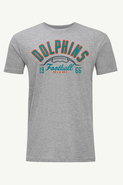 MENS MIAMI DOLPHINS HALF BALL T SHIRT - Heather Grey