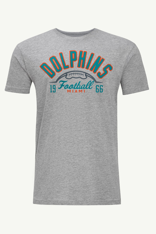 MENS MIAMI DOLPHINS HALF BALL T SHIRT - Heather Grey