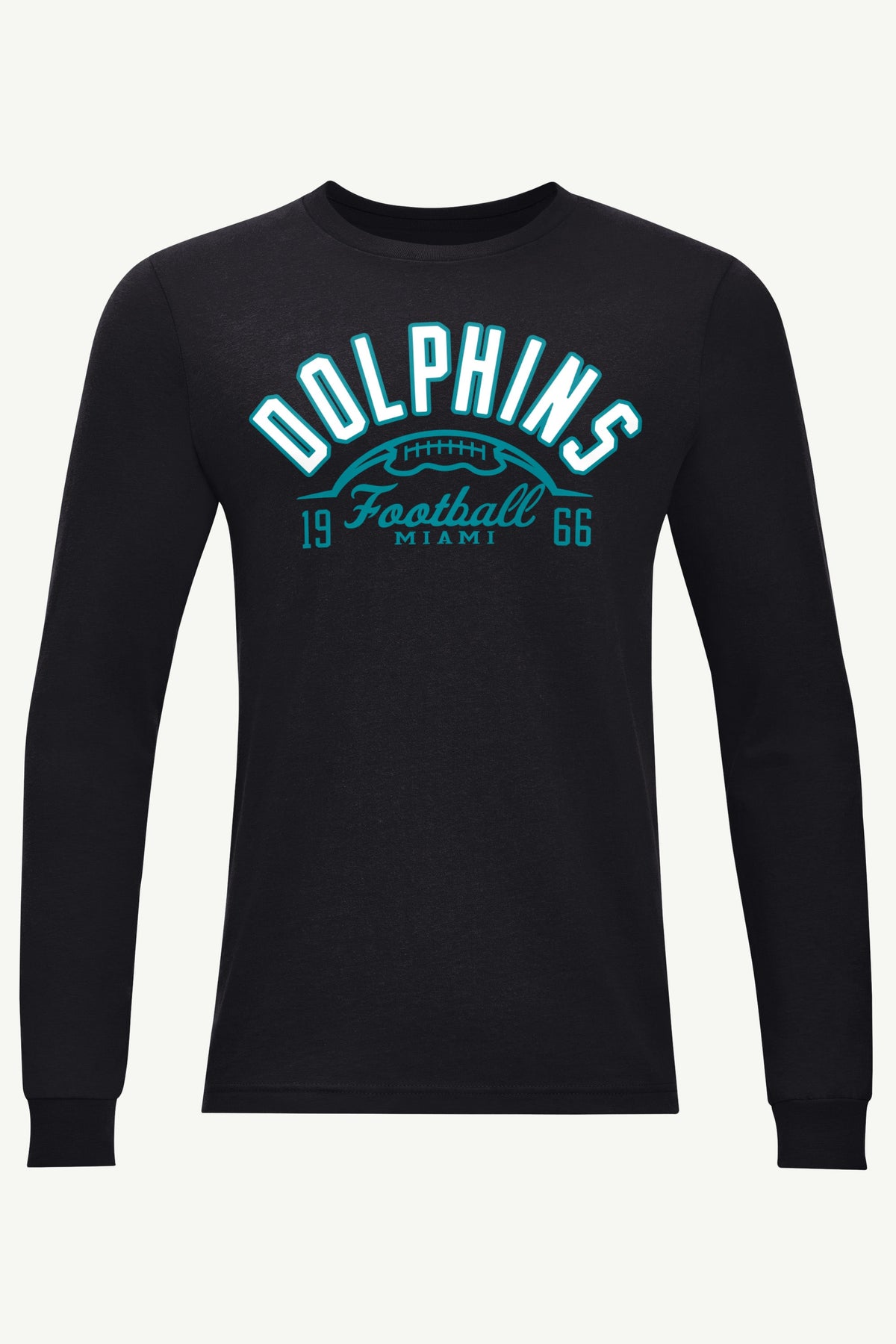 MENS MIAMI DOLPHINS HALF BALL LONG SLEEVE T SHIRT - Black