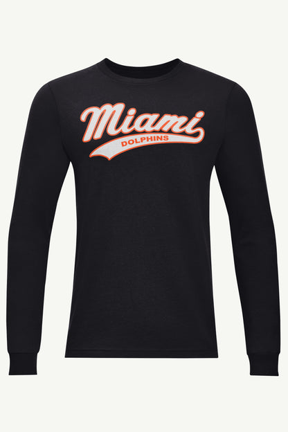 MENS MIAMI DOLPHINS TAILSWEEP LONG SLEEVE T SHIRT - Black