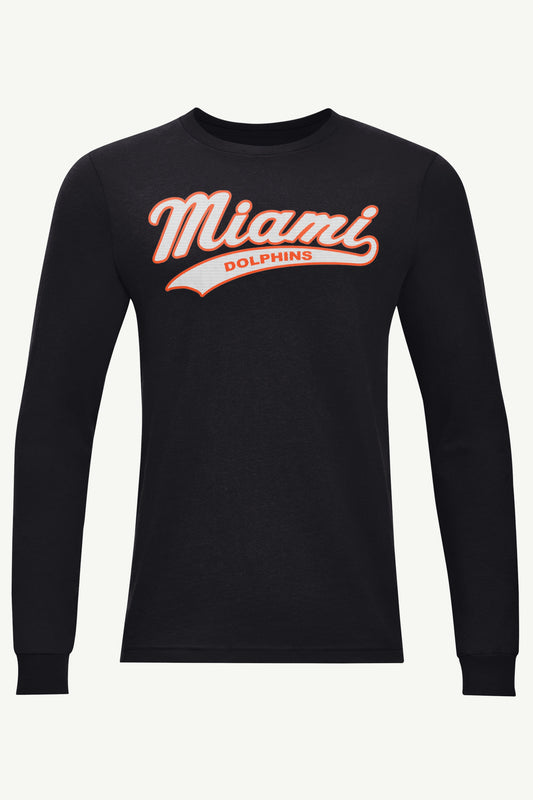 MENS MIAMI DOLPHINS TAILSWEEP LONG SLEEVE T SHIRT - Black