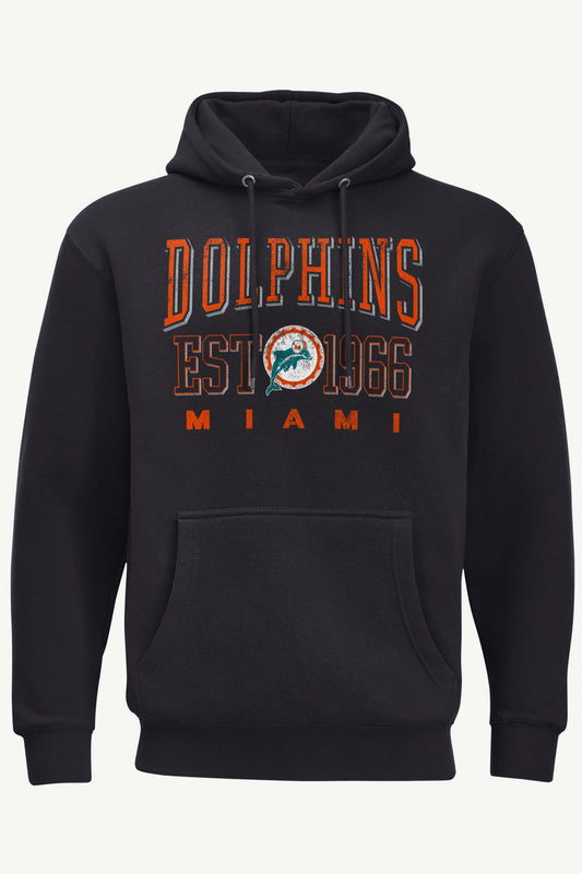 MENS MIAMI DOLPHINS RETRO HOODIE - Black