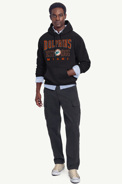 MENS MIAMI DOLPHINS RETRO HOODIE - Black