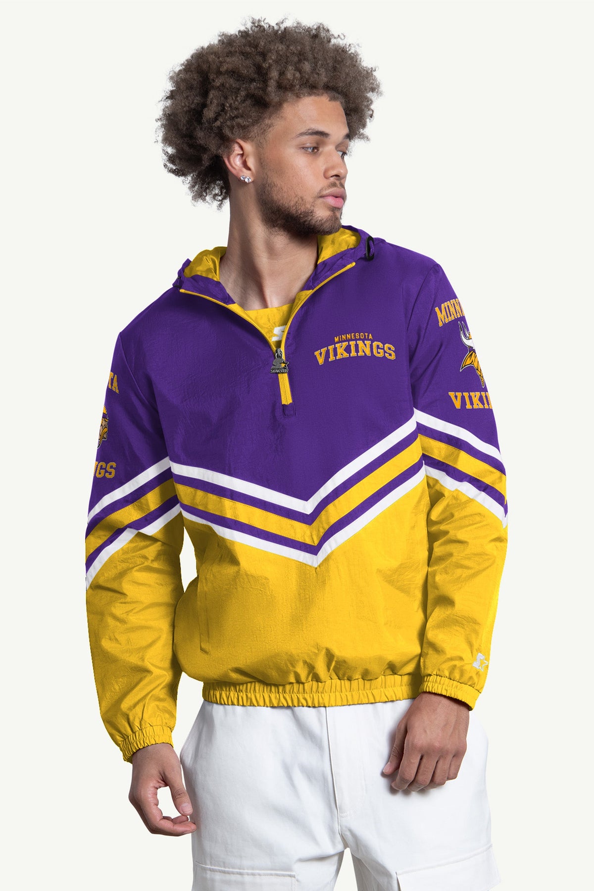 MENS MINNESOTA VIKINGS FAIR  FAIR PLAY HALF ZIP HOODED PULLOVER - Multi