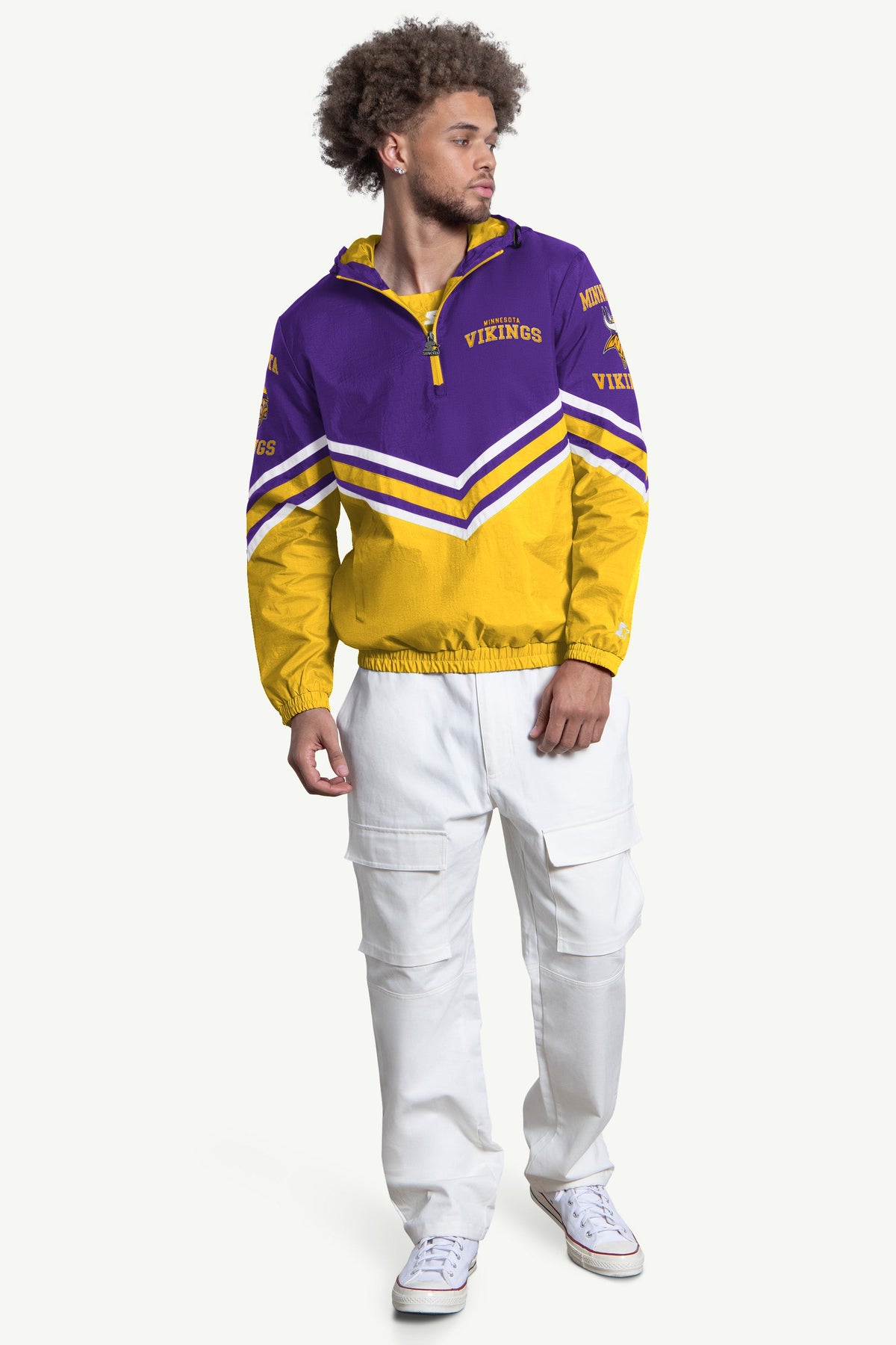 MENS MINNESOTA VIKINGS FAIR  FAIR PLAY HALF ZIP HOODED PULLOVER - Multi
