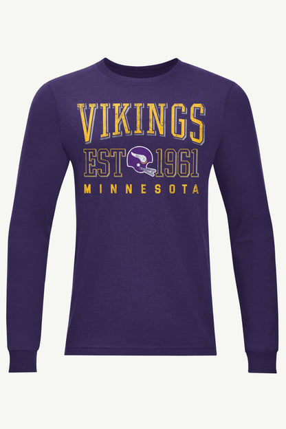 MENS MINNESOTA VIKINGS RETRO LONG SLEEVE T SHIRT - Purple