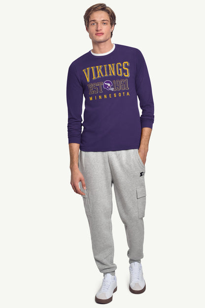 MENS MINNESOTA VIKINGS RETRO LONG SLEEVE T SHIRT - Purple