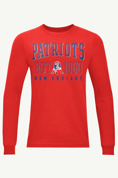MENS NEW ENGLAND PATRIOTS RETRO LONG SLEEVE T SHIRT - Red