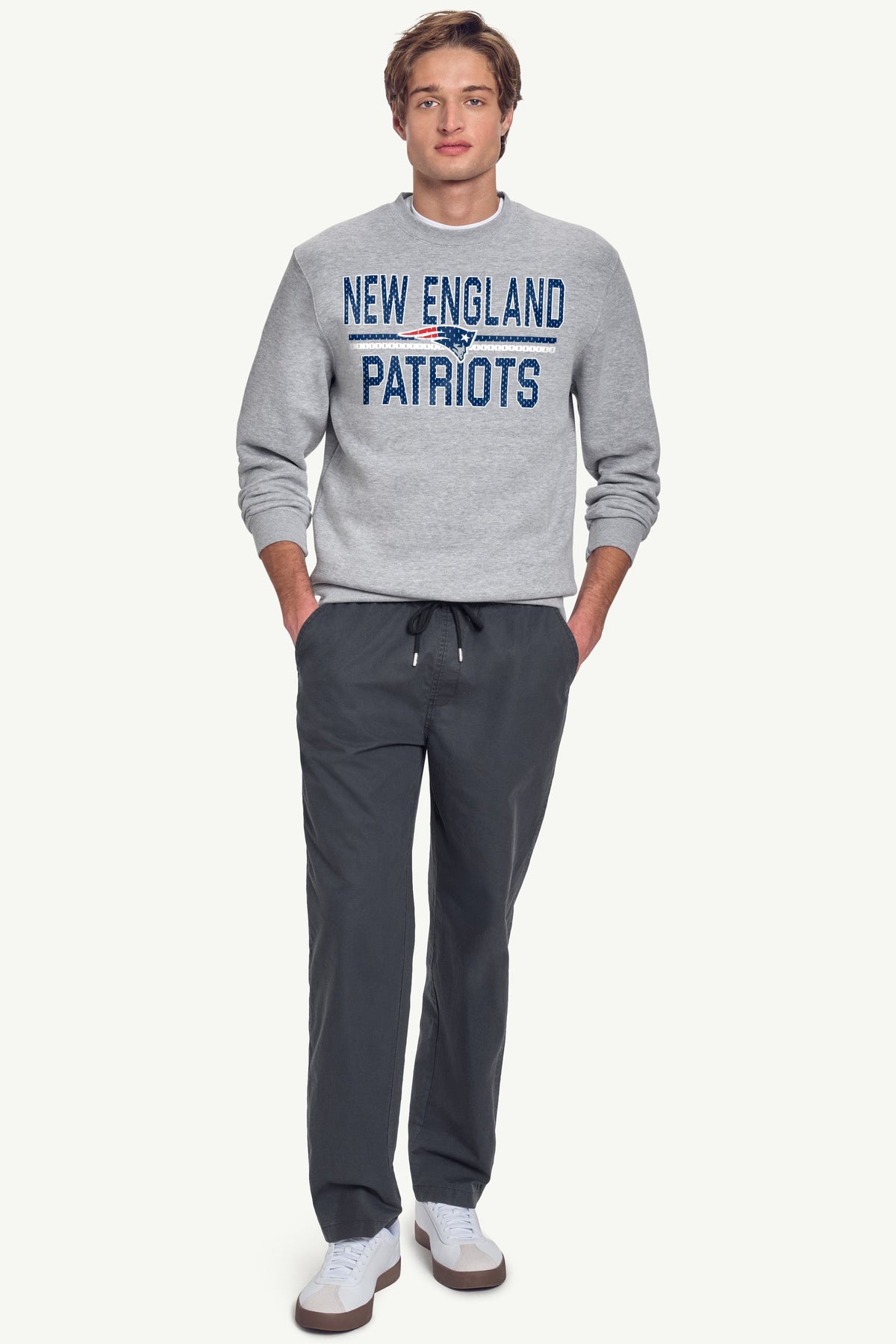 MENS NEW ENGLAND PATRIOTS MESH LOOK SWEATSHIRT - Heather Grey