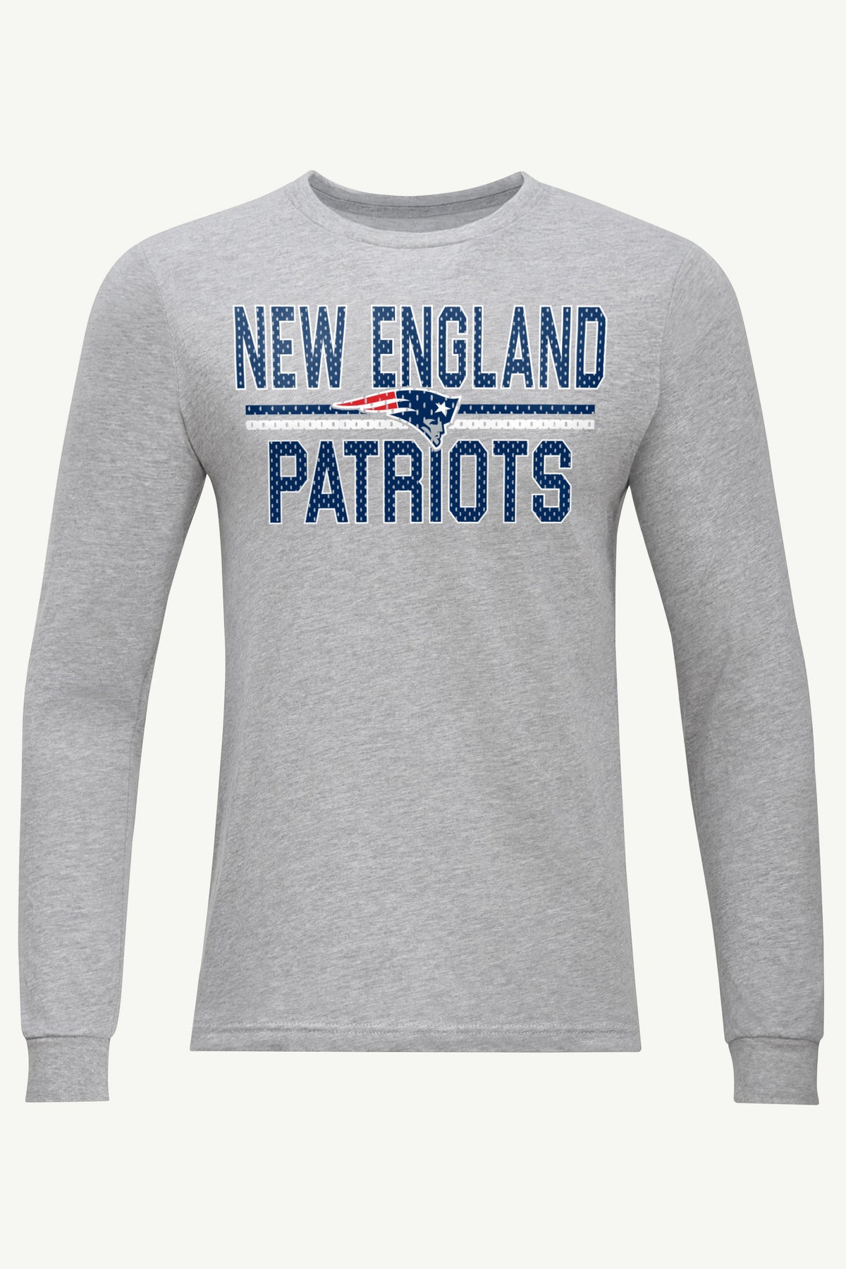 MENS NEW ENGLAND PATRIOTS MESH LOOK LONG SLEEVE T SHIRT - Heather Grey