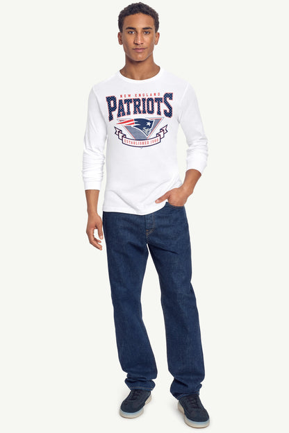 MENS NEW ENGLAND PATRIOTS 80's INSPIRED LONG SLEEVE T SHIRT - White