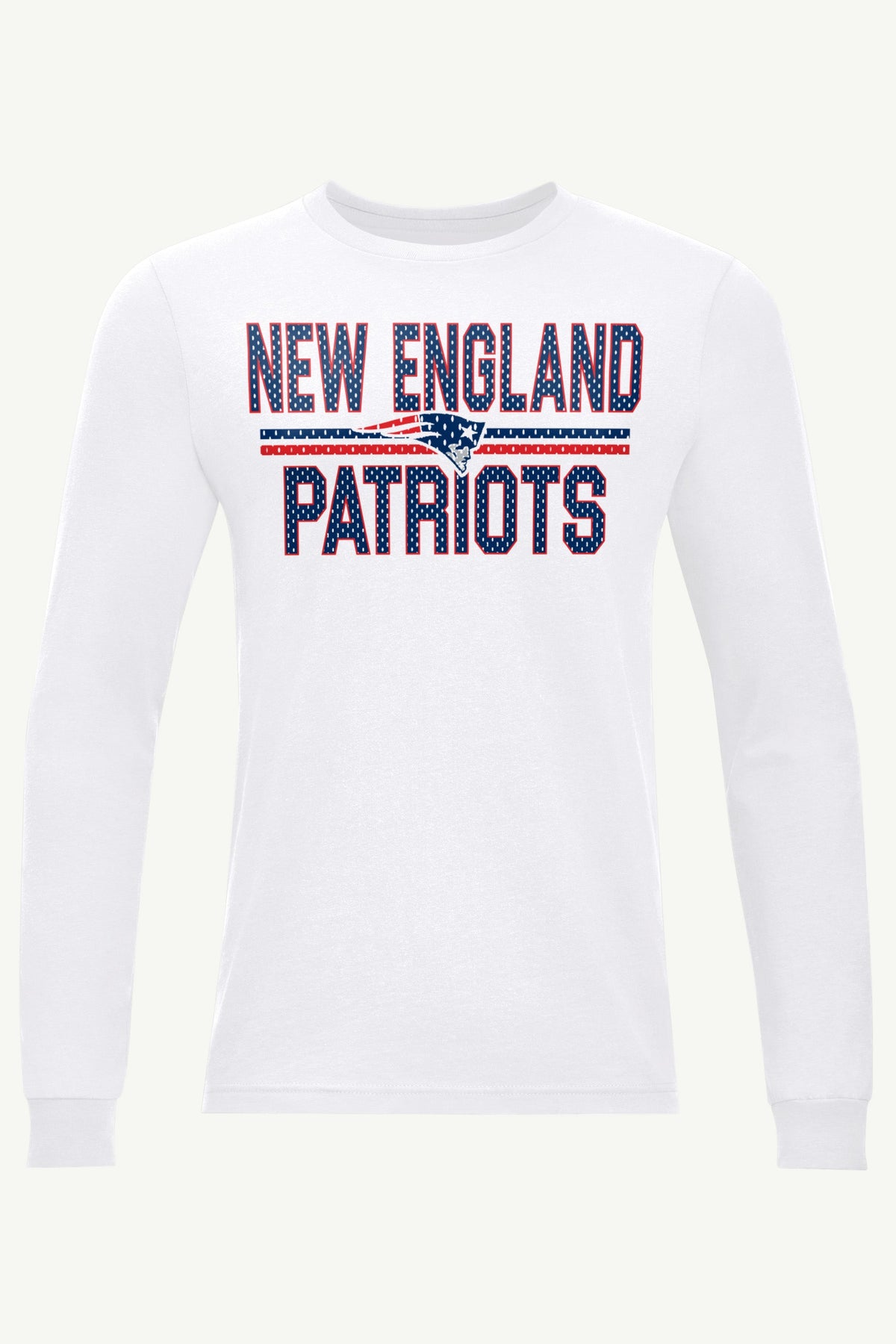 MENS NEW ENGLAND PATRIOTS MESH LOOK LONG SLEEVE T SHIRT - White