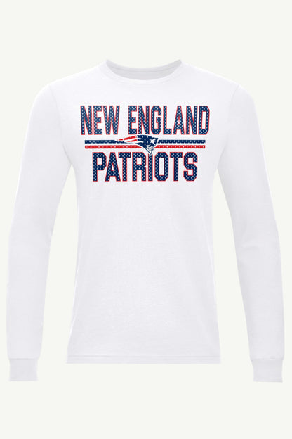 MENS NEW ENGLAND PATRIOTS MESH LOOK LONG SLEEVE T SHIRT - White