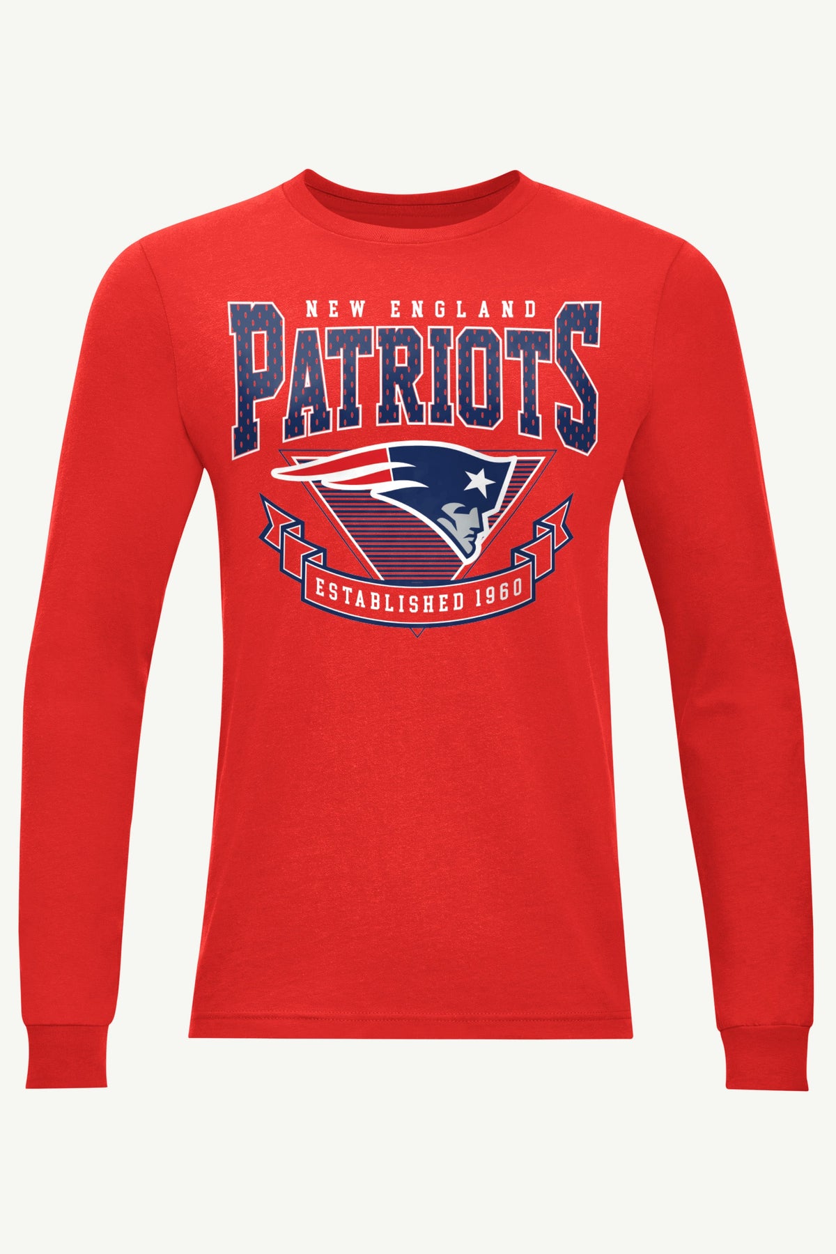 MENS NEW ENGLAND PATRIOTS 80's INSPIRED LONG SLEEVE T SHIRT - Red