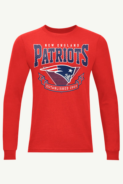 MENS NEW ENGLAND PATRIOTS 80's INSPIRED LONG SLEEVE T SHIRT - Red