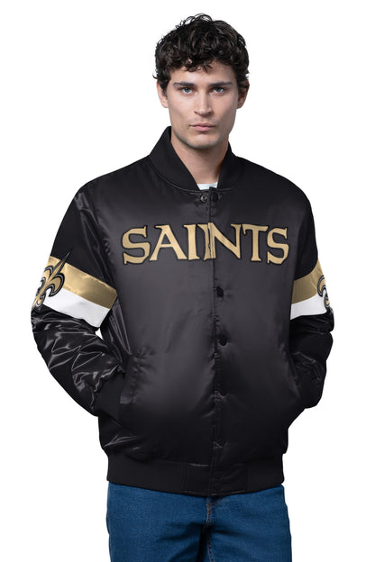 MENS NEW ORLEANS SAINTS TRIPLE OPTION SATIN VARSITY JACKET - Starter