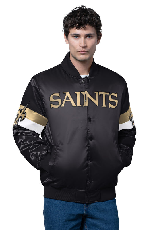 MENS NEW ORLEANS SAINTS TRIPLE OPTION SATIN VARSITY JACKET - Starter